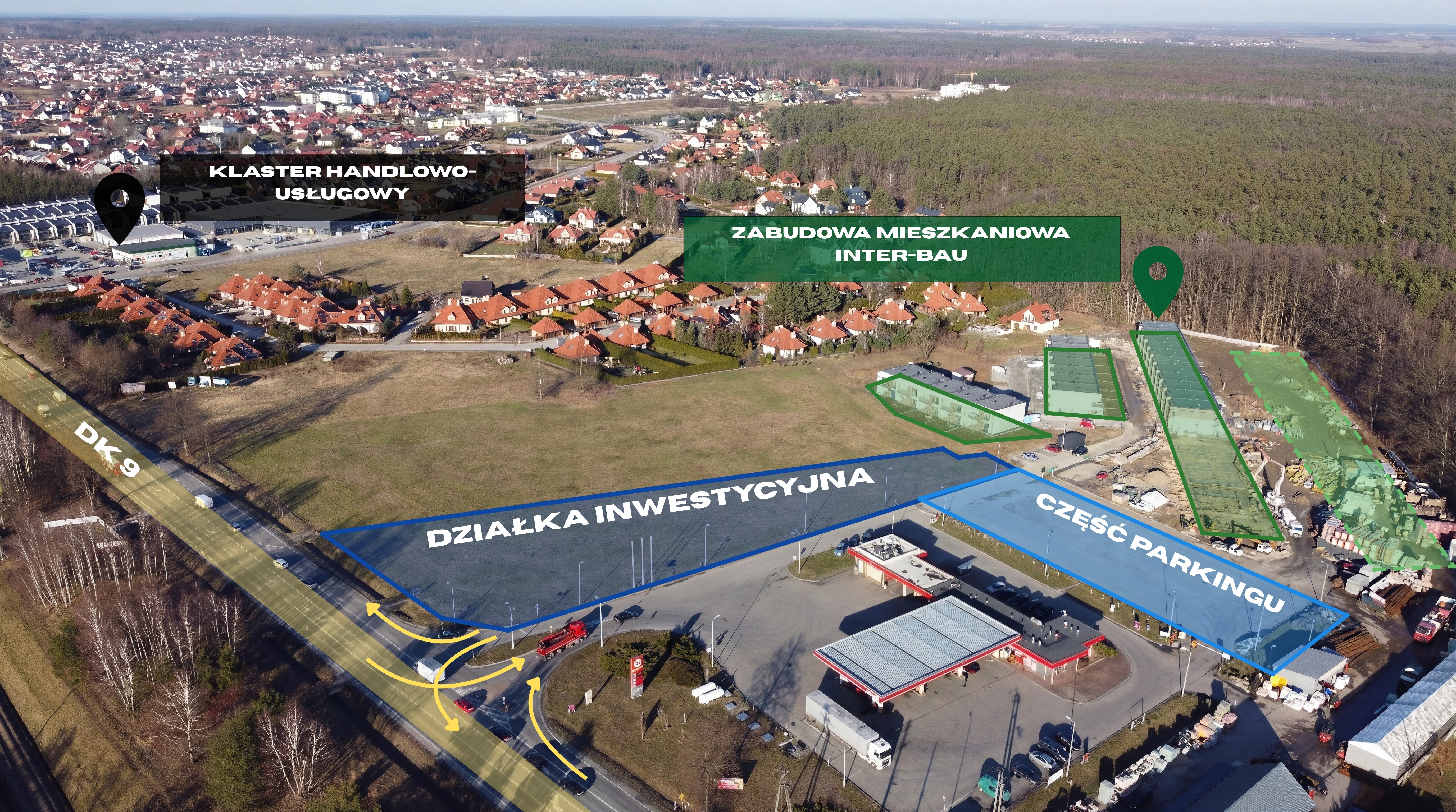 Działka inwestycyjna — widok z drona