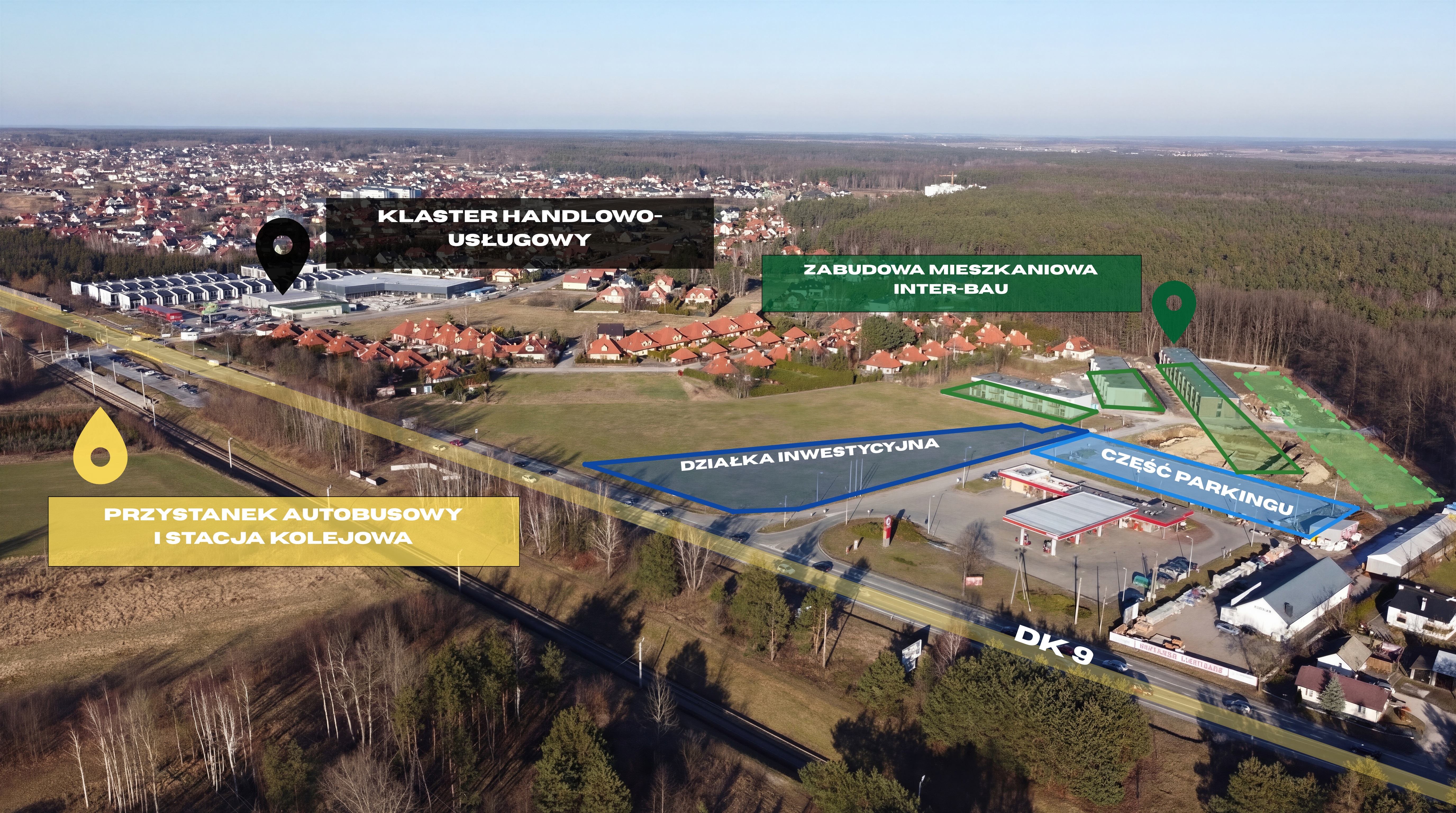 Przystanek autobusowy i stacja kolejowa